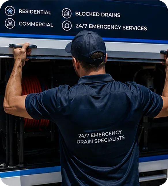 A licensed Cheltenham plumber at the service van